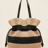 Crochet Woven Drawstring Shoulder Tote Bag