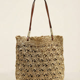 Crochet Woven Fan-Shape Shoulder Tote Bag