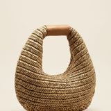 Round Crochet Woven Handheld Straw Bag