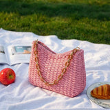 Colorful Woven Straw Shoulder Bag