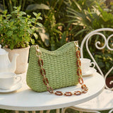 Colorful Woven Straw Shoulder Bag