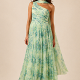 Seraphina One-Shoulder Floral Chiffon Gown