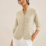 100% Linen Hand Button Fitted Jacket AMELIA