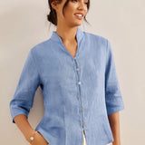 100% Linen Hand Button Fitted Jacket AMELIA