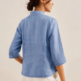 100% Linen Hand Button Fitted Jacket AMELIA