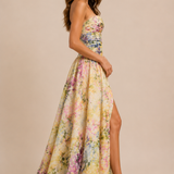 Monet Garden Strapless Gown
