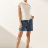 Linen Cutout Turtleneck Top QUINN