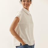 Linen Cutout Turtleneck Top QUINN