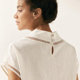 Linen Cutout Turtleneck Top QUINN