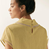 Linen Cutout Turtleneck Top QUINN
