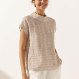 Linen Cutout Turtleneck Top QUINN