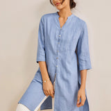 100% Linen Hand Button Long Top DILLON
