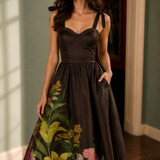 CACAO FLORAL FESTIVAL WOVEN MIDI DRESS