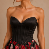 Romantic Corset Floral Tiered Dress