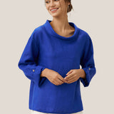 100% Linen Draped Neck Top HOLLIS