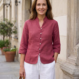 100% Linen Hand Button Fitted Jacket AMELIA