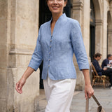 100% Linen Hand Button Fitted Jacket AMELIA