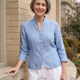 100% Linen Hand Button Fitted Jacket AMELIA