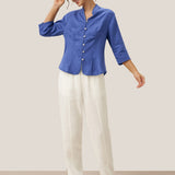 100% Linen Hand Button Fitted Jacket AMELIA