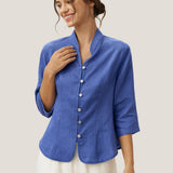 100% Linen Hand Button Fitted Jacket AMELIA