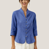 100% Linen Hand Button Fitted Jacket AMELIA