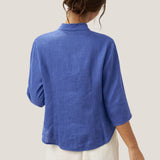 100% Linen Hand Button Fitted Jacket AMELIA