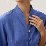 100% Linen Hand Button Fitted Jacket AMELIA