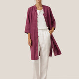 100% Linen Hand Button Long Top DILLON