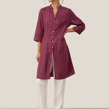 100% Linen Hand Button Long Top DILLON