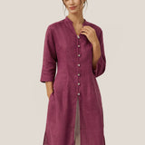 100% Linen Hand Button Long Top DILLON