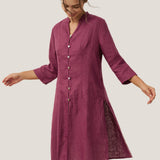 100% Linen Hand Button Long Top DILLON