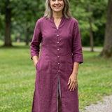 100% Linen Hand Button Long Top DILLON