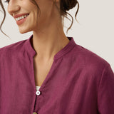 100% Linen Hand Button Long Top DILLON
