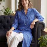 100% Linen Hand Button Long Top DILLON