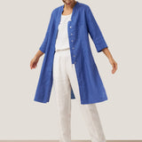 100% Linen Hand Button Long Top DILLON