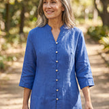 100% Linen Hand Button Long Top DILLON
