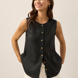 100% Linen Buttons Down Tank Top ERIN
