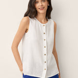 100% Linen Buttons Down Tank Top ERIN