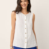 100% Linen Buttons Down Tank Top ERIN