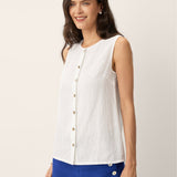 100% Linen Buttons Down Tank Top ERIN