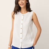 100% Linen Buttons Down Tank Top ERIN