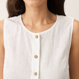 100% Linen Buttons Down Tank Top ERIN