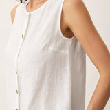 100% Linen Buttons Down Tank Top ERIN