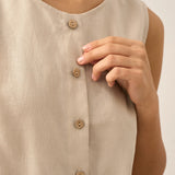 100% Linen Buttons Down Tank Top ERIN