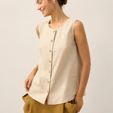 100% Linen Buttons Down Tank Top ERIN