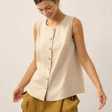 100% Linen Buttons Down Tank Top ERIN