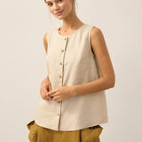 100% Linen Buttons Down Tank Top ERIN