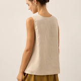 100% Linen Buttons Down Tank Top ERIN