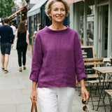 100% Linen Draped Neck Top HOLLIS