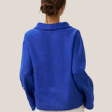 100% Linen Draped Neck Top HOLLIS